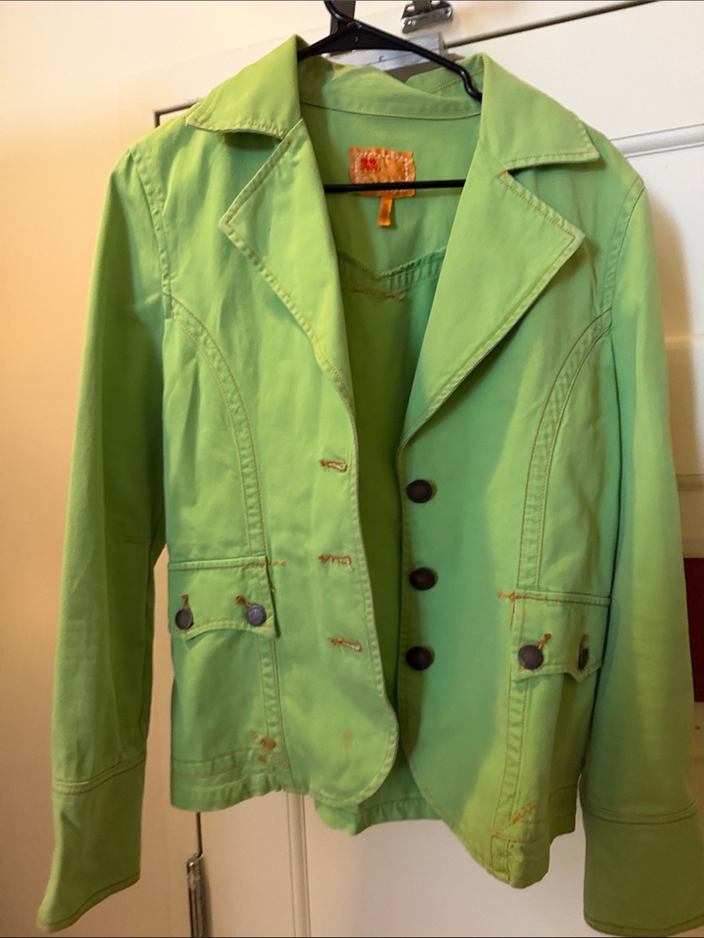 Lime Green Denim like Jacket by Twill-twenty two